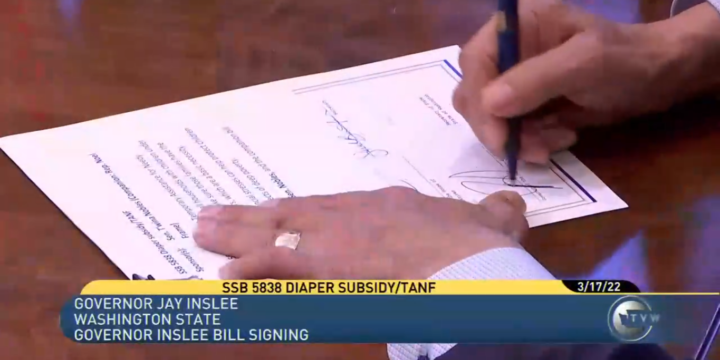 Governor Jay Inslee Bill Signing SB 5838, the End Diaper Need Act